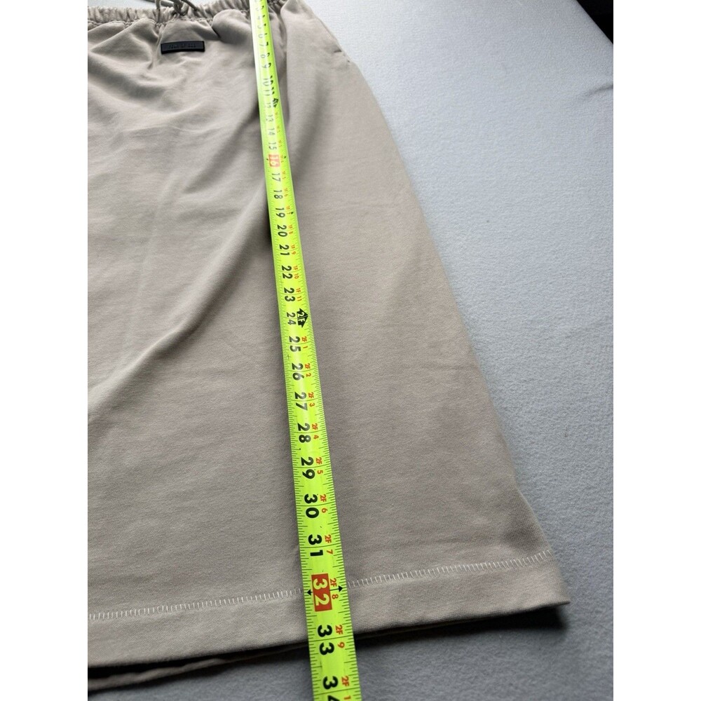 Fear of God Essentials Beige Cotton Midi Skirt Women S Drawstring Pockets - Picture 9 of 12